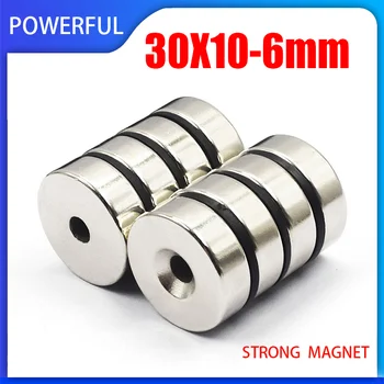 1-10VNT 30x10-6 mm Neodimio Magnetas 30mm x 10 mm, su Skyle 6mm NdFeB N35 Turas Super Galingas, Stiprus, Nuolatinis Magnetinis Diskas