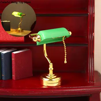 1:12 Miniatiūriniai Lėlių Stalo Lempos, LED Lempos, Žalia Paštininkas Šviesos Apšvietimas Namuose Modelis Baldai ir Dekoro, Žaislų Lėlės Namas Priedai