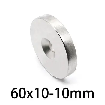 1/2VNT 60x10-10mm N35 Stiprus Žiedas Magnetas Įsprausti Retųjų Žemių Neodimio Magnetų Nuolatinis Magnetas 60x10 Skylę 10mm