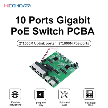 10 Uostus Gigabit POE Switch Nevaldomas 1000Mbps 8 PoE +2 Uplinks IEEE802.3af/ne 150W Ethernet Switcher IP Kameros
