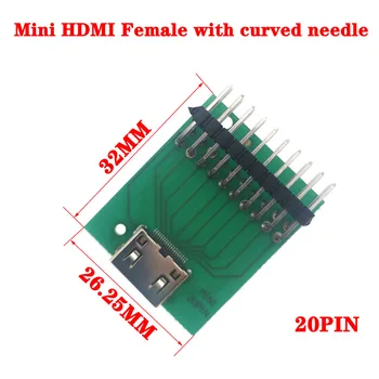 1PCS Mini-HDMI 20pin moterų lizdas bandymo valdybos adapteris valdybos tipas-c su PCB tarpai ryšio adapteris sąsaja 