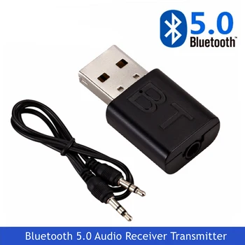 2 in 1 USB Bluetooth BT 5.0 Garso Imtuvas, Siųstuvas Belaidžio ryšio Adapteris Mini 3,5 mm Stereo AUX Siųstuvas TV PC Automobilinis Garsiakalbis