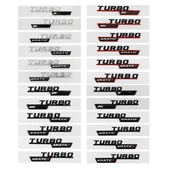 3d ABS Black Turbo, AMG Logotipu Turbo 4matic Emblema Automobilio Sparnas Ženklelis Mercedes CLA 45 X156 A45 Turbo, AMG, aplinkosaugos ¾enklelis Priedai
