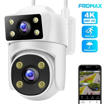 8MP 4K Wi-fi IP Kamera Lauko PTZ Dual Lens Auto Stebėjimo WiFi Stebėjimo Kameros, Namų Apsaugos VAIZDO Kameros P2P
