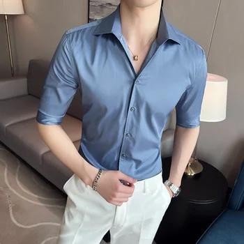 Aukštos kokybės V-kaklo Marškinėliai Vyrams Pusė Rankovių Vasaros Mados Prekės ženklo Zhuai Verslo Atsitiktinis baltus Marškinius Vyras