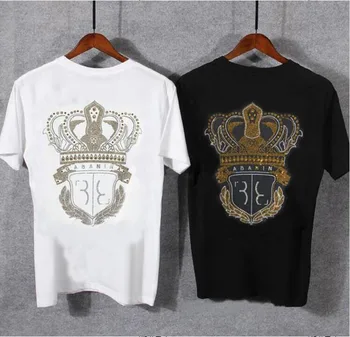 Balta ir juoda 2021 Vyrams, Prekės ženklo Mados Prabanga kalnų krištolas Slim tShirts Reikalas Karšto gręžimo stiliaus marškinėliai