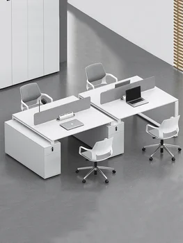 Biuro stalas ir kėdė derinys paprastas šiuolaikiniai biuro baldai balta office ekrano stotis
