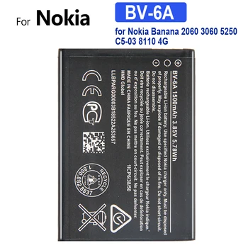 BV-6A Baterija 1500mAh Nokia Bananų 2060 3060 5250 C5-03 8110 4G Mobiliojo Telefono Bateria