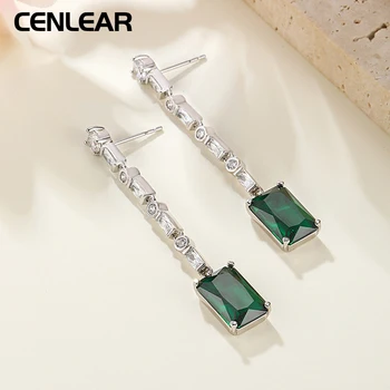 CENLEAR 925 sterlingas sidabro smaragdas ilgai kutas auskarai moterų paprasta ir madinga dėvėti kasdien