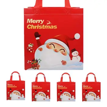 Daugkartinio Naudojimo Kalėdų Dovanų Maišeliai 5 Vnt Kalėdų Tote Krepšys Su Rankenomis Daugkartinio Naudojimo Ir Nešiojamų Kalėdų Gydyti Atostogų Pirkinių Krepšiai