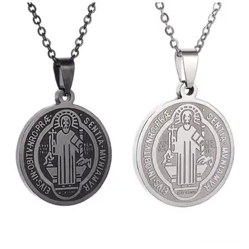 Derliaus Šventojo Benedikto Medalis Pakabukas Nerūdijančio Plieno Karoliai Vyrai Moterys Mados Pasisekė Amuletas Jėzus Religinės Papuošalai, Suvenyrai