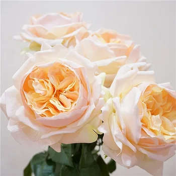 Dirbtinės Gėlės Nekilnojamojo Touch Rožės Modeliavimas Gėlių Vestuvių Dekoro Austin Džuljeta Rausva Oranžinė Rožė Filialas Apdaila
