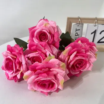Dirbtinės Gėlės Valgomojo Kambario Dekoro Valcavimo Kraštas Baltų Rožių Puokštė Šilko Netikrą Gėlių Office Šiltas Žaliųjų Augalų Modeliavimo Rose
