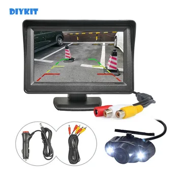 DIYKIT 4,3 colių Galinio vaizdo Stebėti Automobilių Monitorius LED Automobilio vaizdo Kamera Galinio vaizdo Sistema, Parkavimo Atbuline eiga Sistema Kit