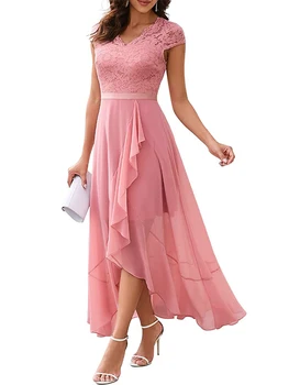 Elegantiška Berankovė Kratinys Nėrinių Ilga Suknelė ir Vestuvių Svečiai Stilingas Pasirinkimas Moterims s Sūpynės Suknelės