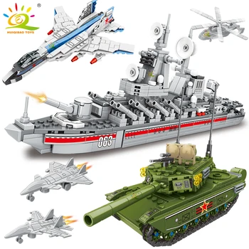 HUIQIBAO Karinio Laivo, Orlaivio Cruiser Blokai Armijos Tankas Sunkvežimio Modelis Plytos Miesto Statybos Vaikų Žaislas Berniukui Dovana