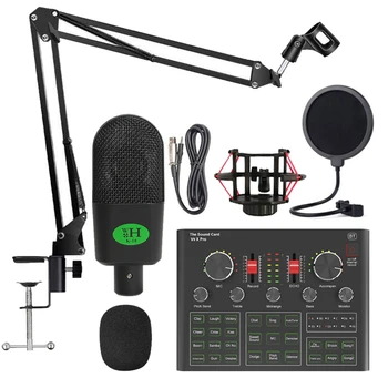 K18 Kondensatoriaus Mikrofonas Su V9X PRO Live Garso Plokštę, Kompiuterių Karaoke Įrašymo Studijoje