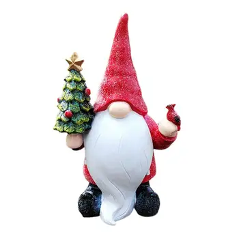 Kalėdų Gnome Statula Dervos Sodo Nykštukas Skulptūra Mini Kalėdų Sodo Gnome Apdailos Vidaus Ir Lauko Kiemo Vejos