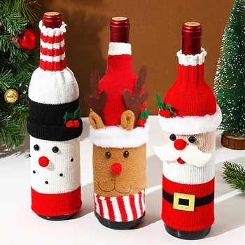 Kalėdų Vyno Butelio Dangtelį Nustatyti Santa Sniego Austi Vyno Butelis Maišeliai Kalėdų Vakarėlį Pietų Stalo Dekoracijas Naujųjų Metų Dovanos