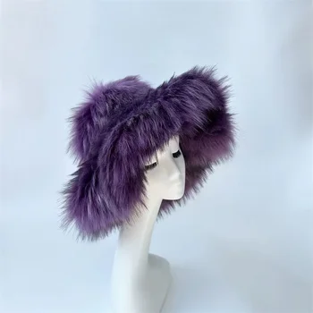 Karšto parduoti Moterų Mergina Storas, Pūkuotas Pūkuotas Dirbtiniais Kailiais Skrybėlę Žiemos Lauko Skrybėlės
