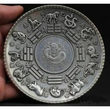 Kinijos feng shui baltos spalvos vario drakonai raižyti 12 zodiako gyvūnų valdybos statula