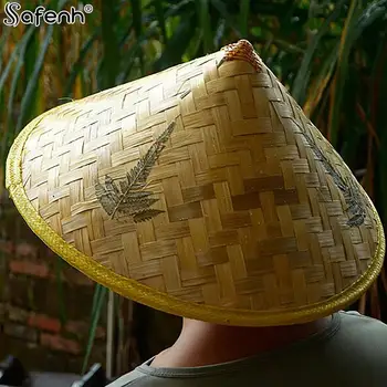 Kinijos Retro Bambuko Pluošto Rotango Žvejys Skrybėlę, Rankų Darbo Pynimas Šiaudų Kibiro Kepurę Turizmo Lietaus DanceProp Kūgio Žvejybos Skėtį Nuo Saulės Skrybėlę