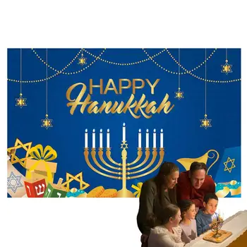 Laimingas Hanukkah Fone Reklama 100D poliesteris audinio Mėlyna Kabančios Dekoratyvinis Nuotrauka Fone Vėliavos Festivalis Dekoracija Namuose