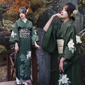 Moterų Kimonos Tradicinių Yukata Etapas Rodo, Cosplay Kostiumų Haori Derliaus Gėlių Etape Išgalvotas Dėvėti Vakarinę Suknelę Rinkiniai