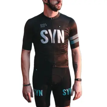 Multi spalvos vyriški SYN sportinis kostiumas dviračių trumpas rankovėmis sporto marškinėliai, šortai, kombinezonai su antkrūtiniais Gelio Padas vertikalus pjovimas lazeriu modelis lycra rankovėmis