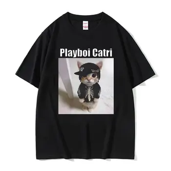 Playboi Carti Cute Kačių Meme Juokinga Narcissist Opiumo Marškinėlius Vyrams, Moterims, Hip-Hop Mados Marškinėliai Medvilnės Atsitiktinis Negabaritinių marškinėliai