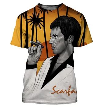Scarface 3D Atspausdintas T-shirt Vyrai Moterys Mados Atsitiktinis Hip-Hop Harajuku Stiliaus Marškinėlius Unisex Streetwear Negabaritinių Viršūnes Tees