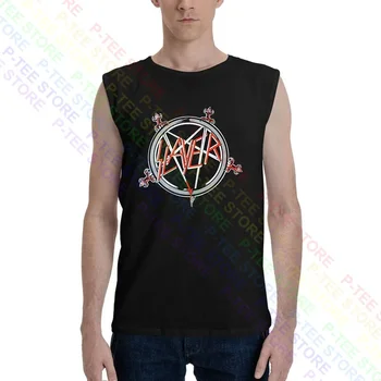 Slayer Pentagram Logotipą, Metalo, Roko Grupė Balta En1 Tankų Liemenė Marškinėliai Be Rankovių Žmogui