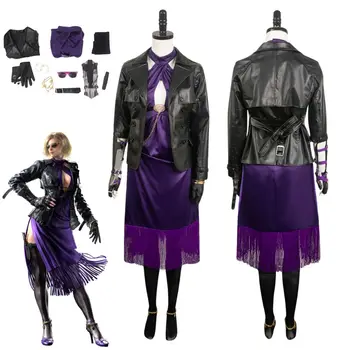 Žaidimas Tekken 8 Nina Cosplay Fantasia Kostiumas Nuslėpti Suaugusių Moterų Uniformos Striukė, Suknelė Akinius, Aprangą Helovyno Karnavalas Kostiumas